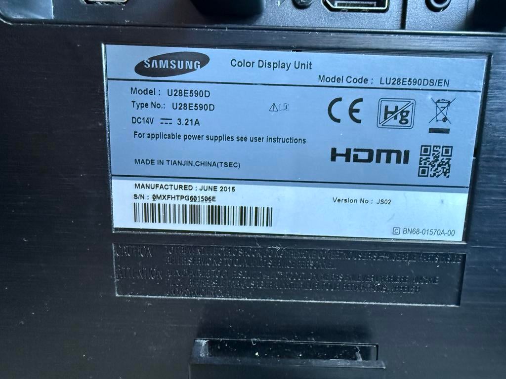 Samsung U28E590D 28 inch 4K monitor, Ophalen, Zo goed als nieuw