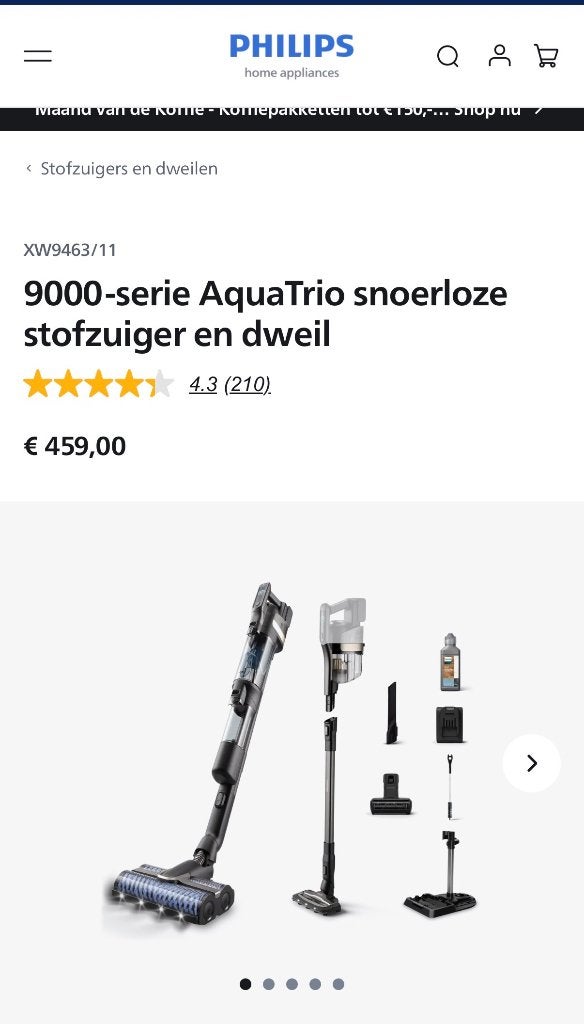 stofzuiger, Philips, Zo goed als nieuw, Reservoir, Ophalen