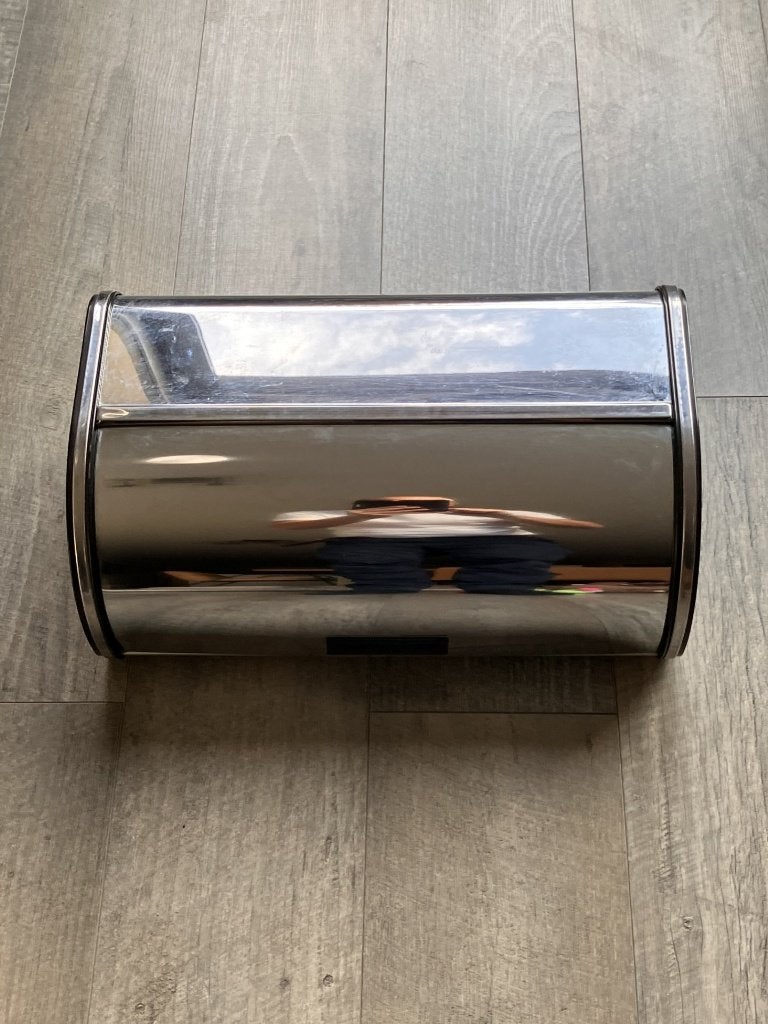 Brabantia Broodtrommel - met Schuifdeksel - Matt Steel, Zilver, Ophalen of Verzenden, Zo goed als nieuw, Metaal