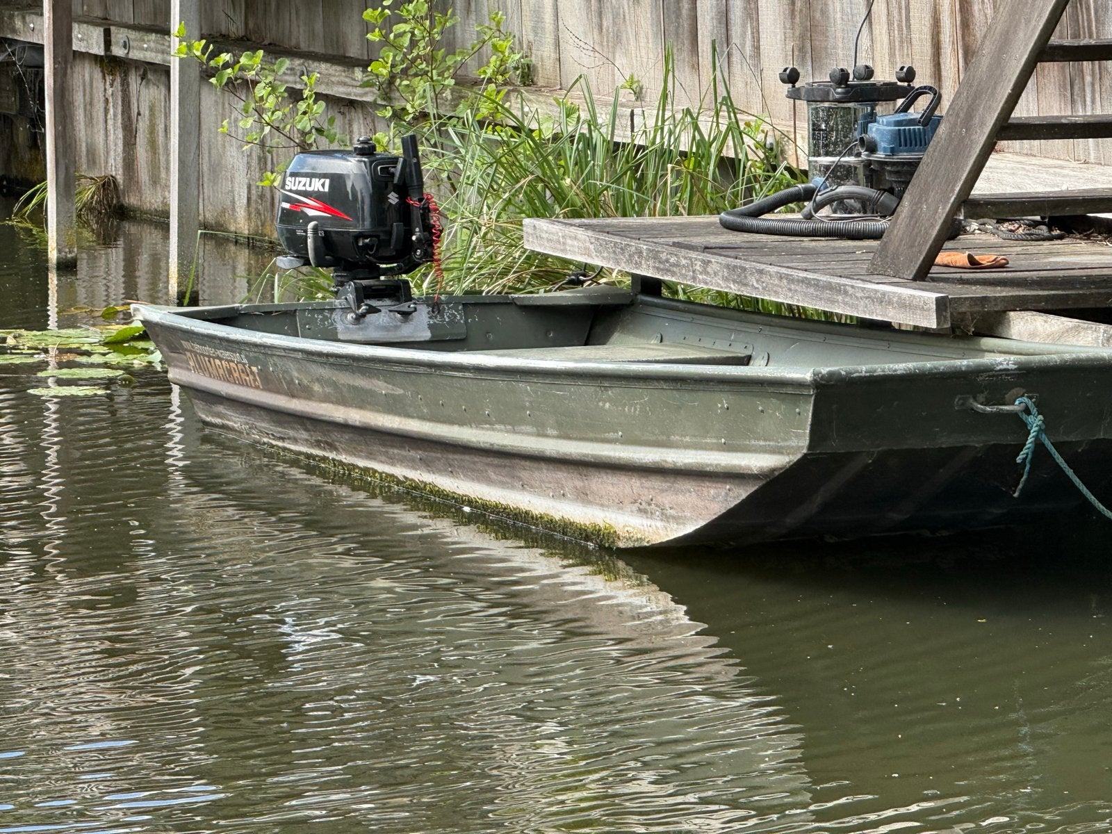 Alumacraft boot met Suzuki 5pk buitenboordmotor, Watersport en Boten, Overige merken, Gebruikt, Buitenboordmotor, Aluminium