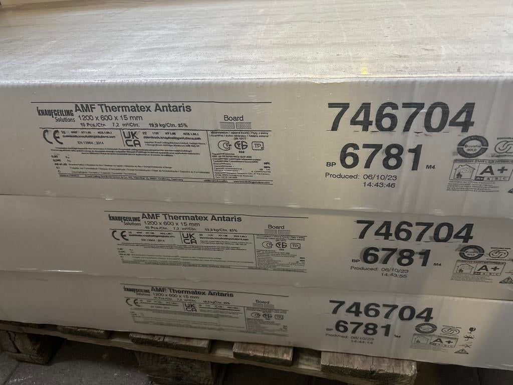 Systeemplafond antaris inleg wit 1200x600x15 21,6 m2, Doe-het-zelf en Verbouw, Platen en Panelen, Ophalen of Verzenden, Nieuw