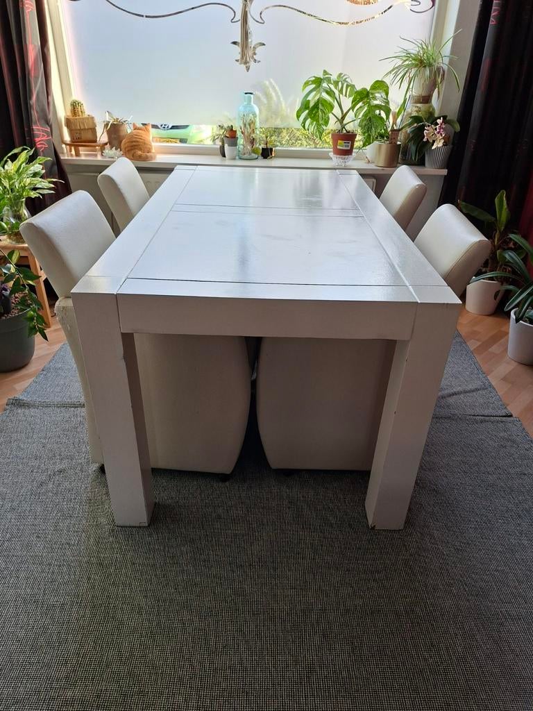 Eettafel wit 160x90 cm - opknapper, Huis en Inrichting, Tafels | Eettafels, Ophalen, Gebruikt, 50 tot 100 cm, 150 tot 200 cm