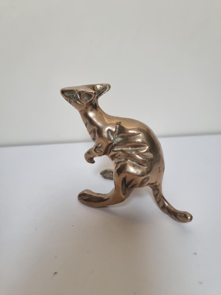 Vintage Koperen Kangoeroe Beeldje - Decoratief Dier, Ophalen of Verzenden