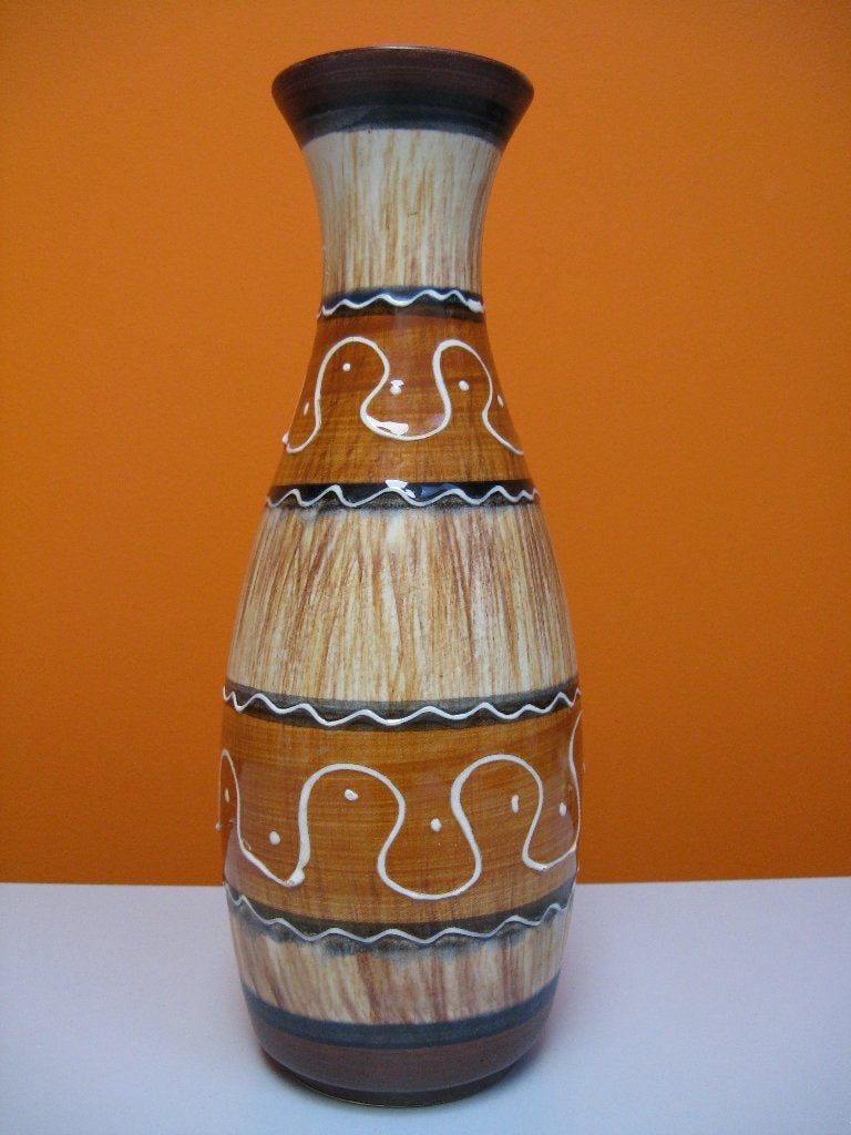 retro vintage vaas keramiek Bay Keramiek West Germany 1961, 25 cm, Zo goed als nieuw, Steen/keramiek, Meerkleurig