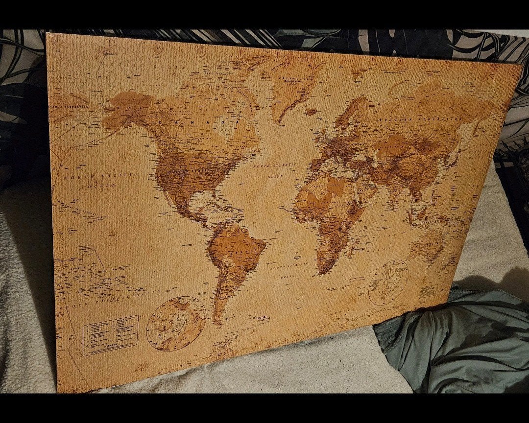 hardboard vintage wereldkaart, Ophalen of Verzenden, Zo goed als nieuw, Wereld