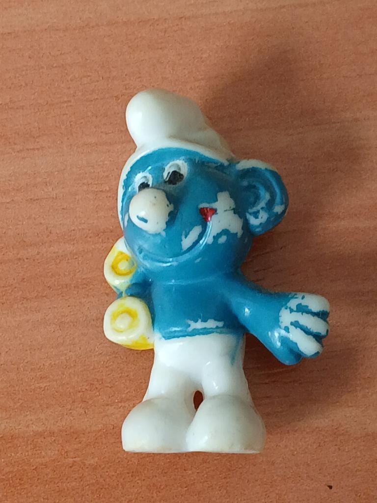 Smurf met gele telefoon - zeldzaam (1983), Ophalen of Verzenden, Gebruikt, Verschillende Smurfen, Poppetje, Figuurtje of Knuffel