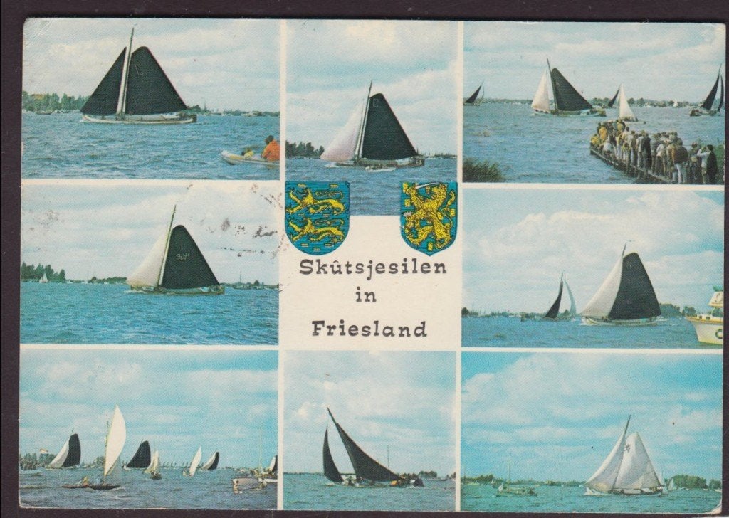 Skutsjesilen in Friesland 8 luik Gelopen 1969, Verzamelen, Verzenden, 1960 tot 1980, Gelopen, Friesland