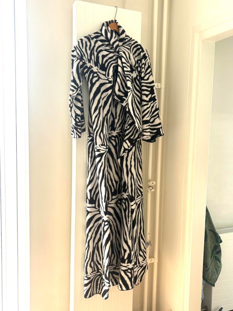 Zebra fleece vest fleecedeken met mouwen one size zwart/wit, Ophalen of Verzenden
