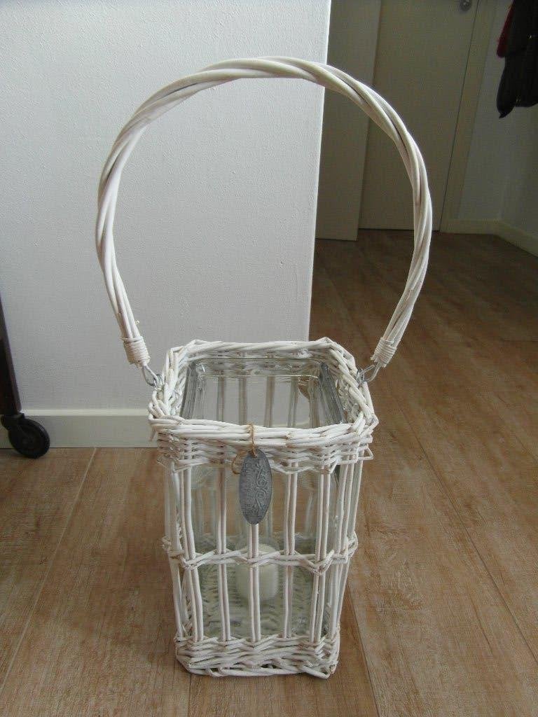 Windlicht wit rotan, Overige materialen, Windlicht, Gebruikt, 32 cm