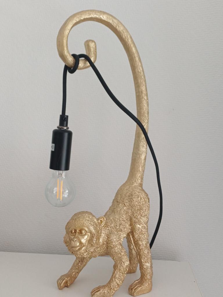 Gouden Aap Lamp - Unieke Decoratieve Tafellamp, Ophalen, Zo goed als nieuw, Modern, Speels, Decoratief