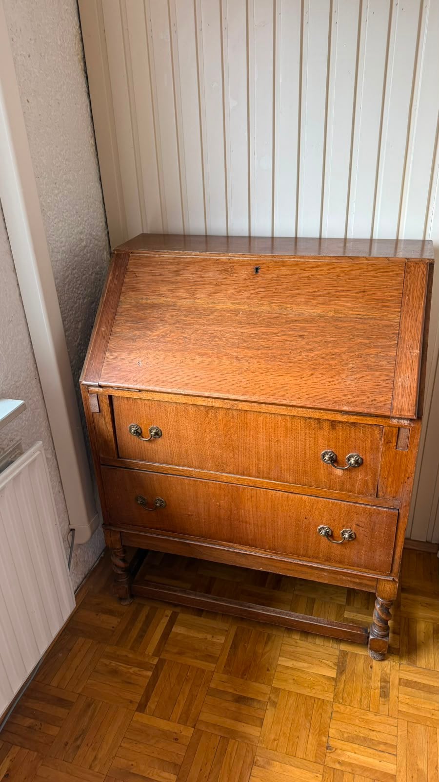 Vintage, antiek bureau eikenhout, Ophalen, Gebruikt, Antiek hout