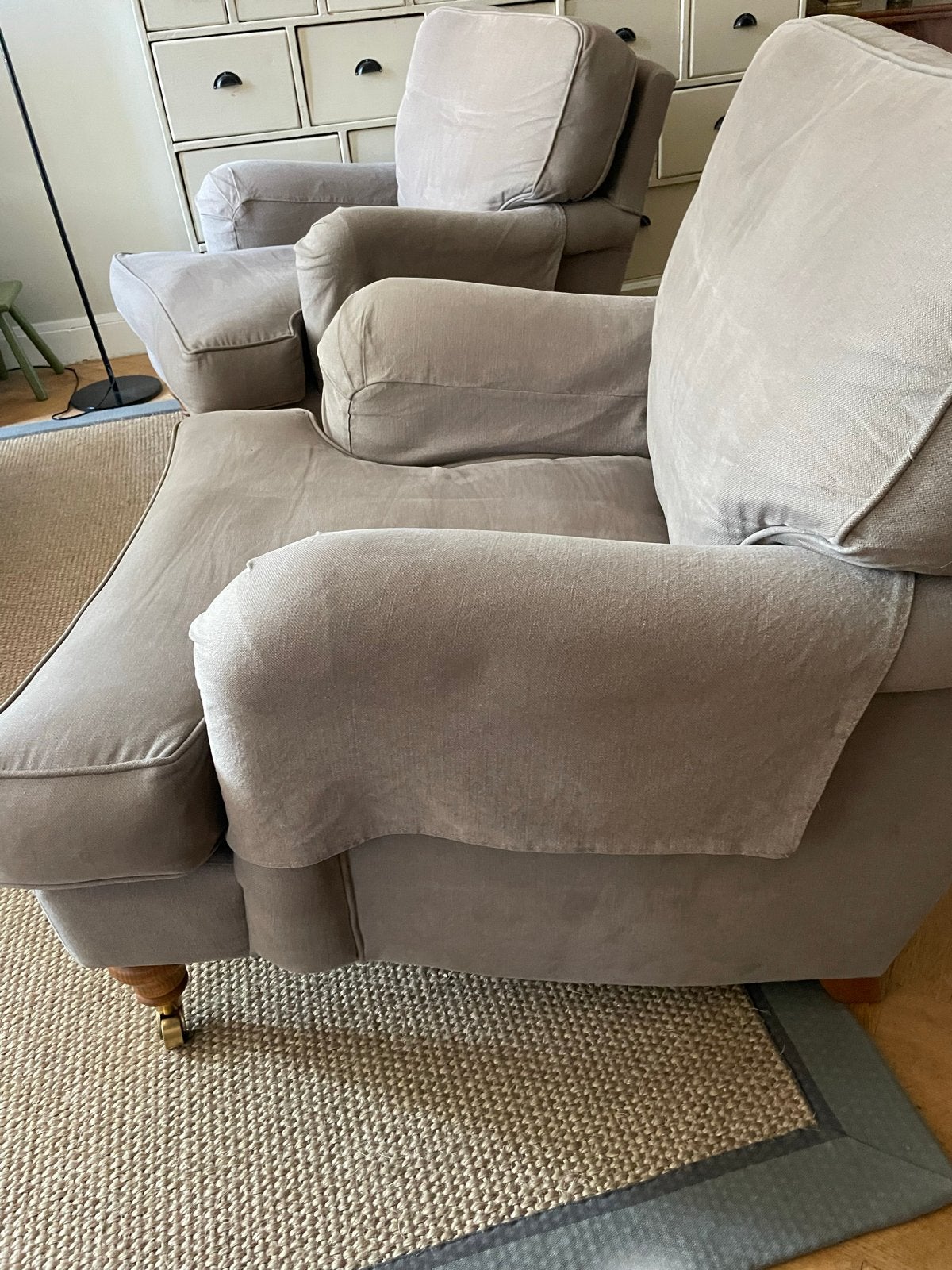 2x Sofacom Bluebell fauteuils + hocker, Huis en Inrichting, Fauteuils, Ophalen, Gebruikt, Stof, 75 tot 100 cm
