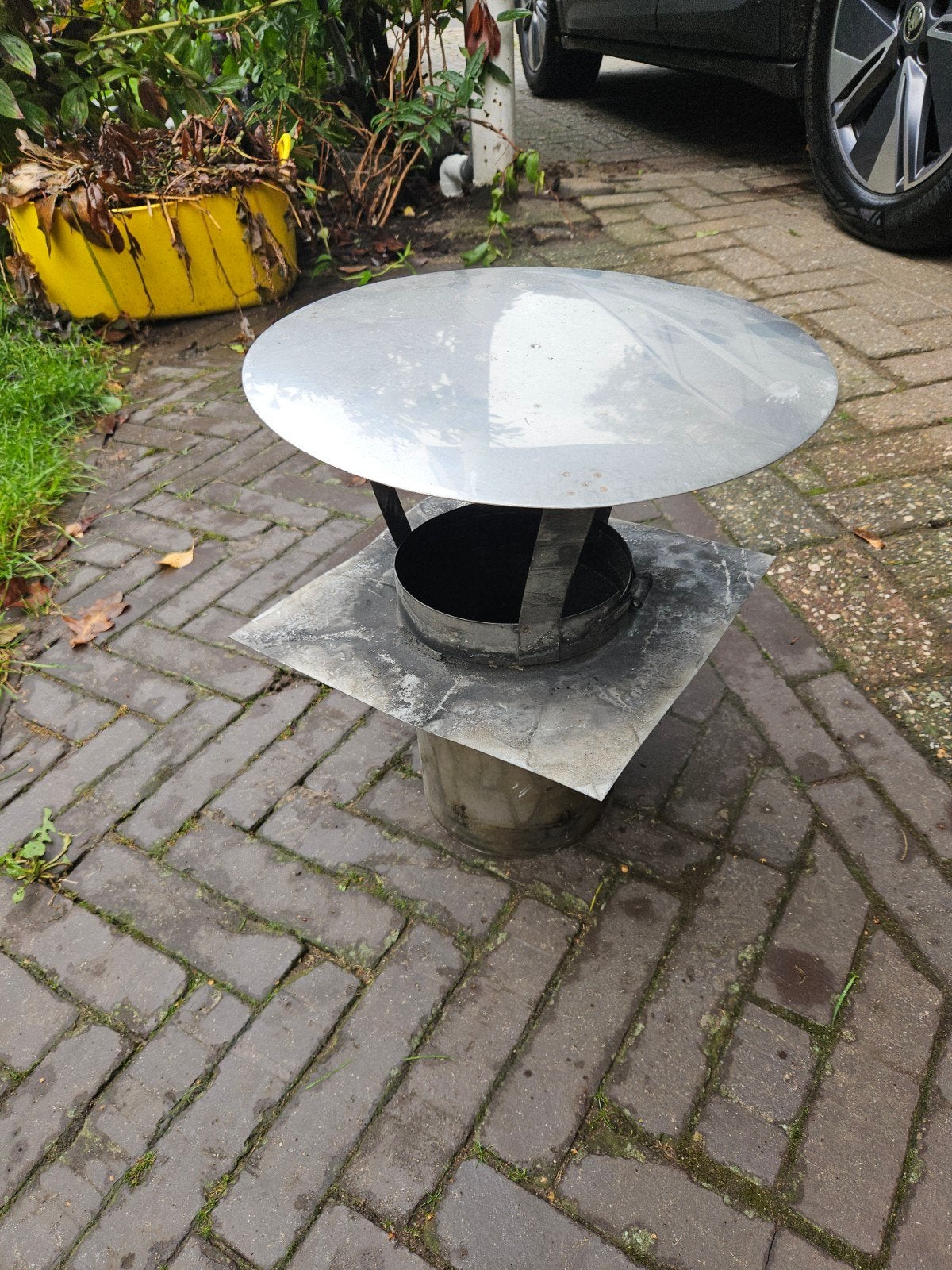 RVS schoorsteenkap / regenkap rond 15, Ophalen of Verzenden, Gebruikt