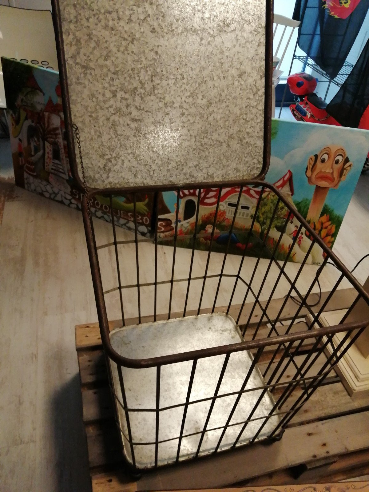 Vintage industriële bakkers kar metaal salontafel etc., Antiek en Kunst, Ophalen of Verzenden