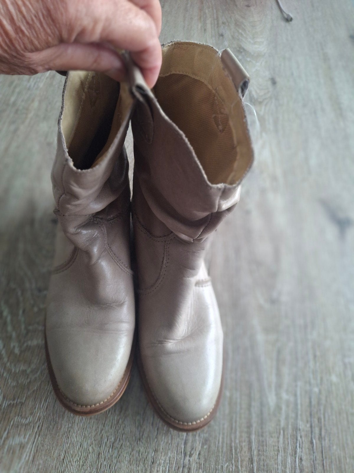 Leren laarzen  beige maat 38, Kleding | Dames, Verzenden, Beige, Lage of Enkellaarzen, Zo goed als nieuw