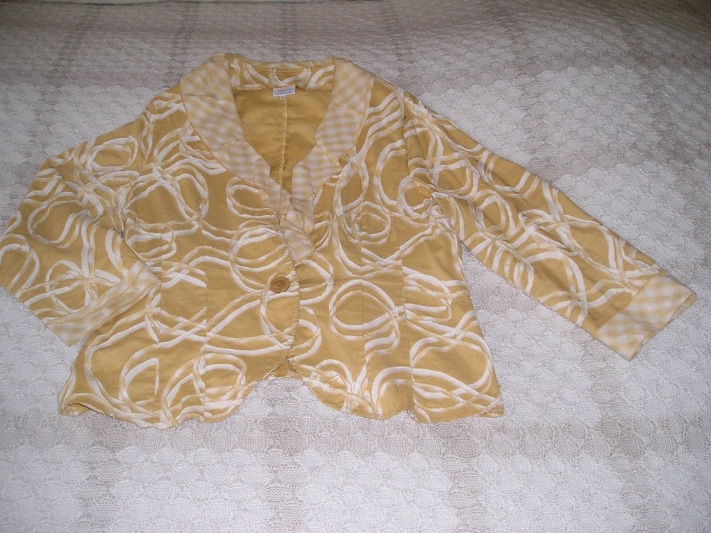 prachtig apart geel jasje Joëlle maat 48, Ophalen, Geel, Maat 46/48 (XL) of groter, Zo goed als nieuw