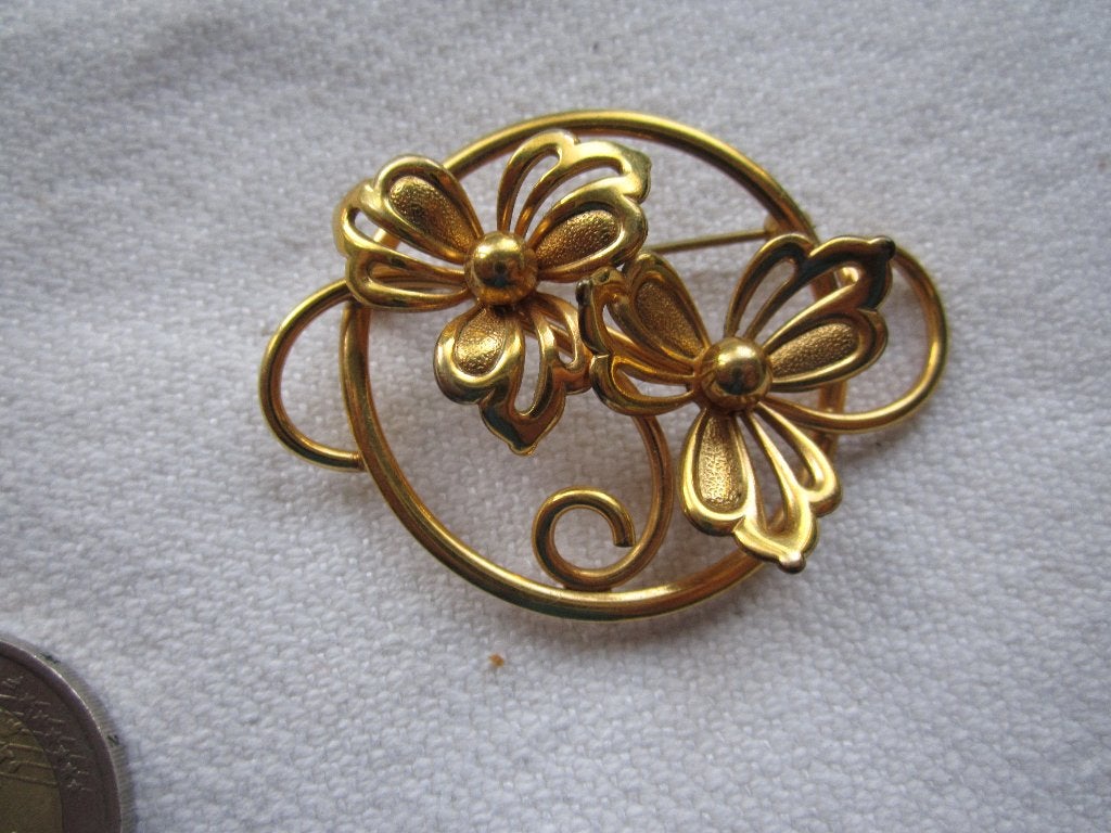 17.  Schitterende oude broche, Forstner   12K gold filled, Ophalen, Overige materialen, Broche