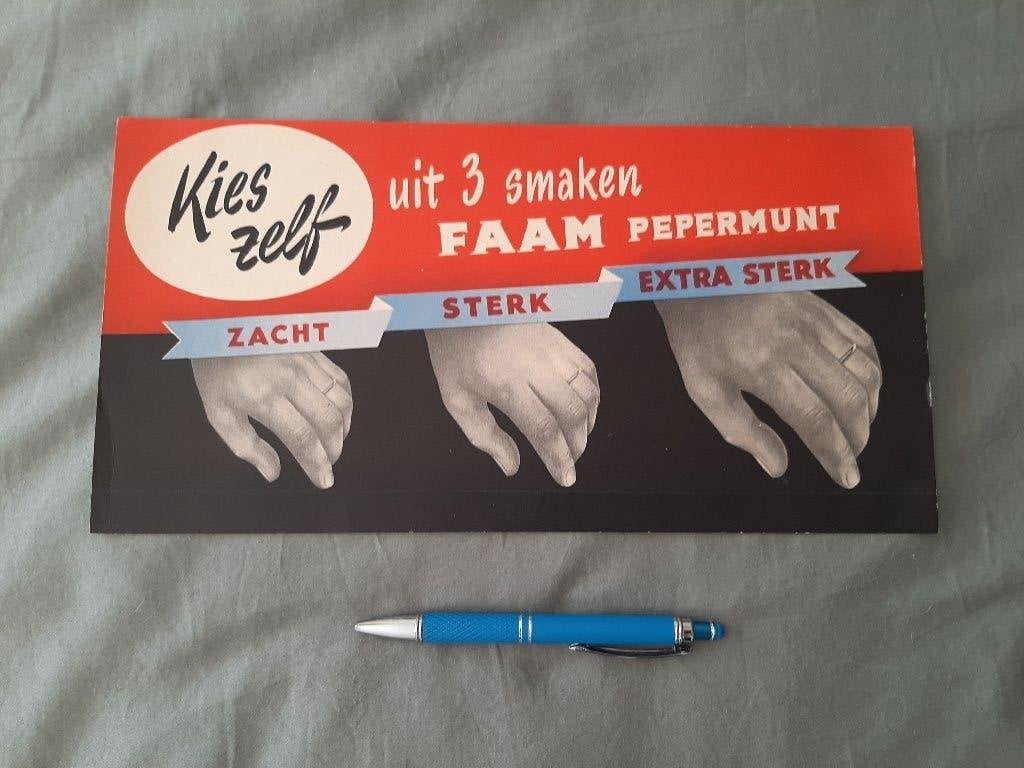 winkel display reclame karton Faam pepermunt Breda, jr50?, Reclamebord, Zo goed als nieuw, X, De Faam