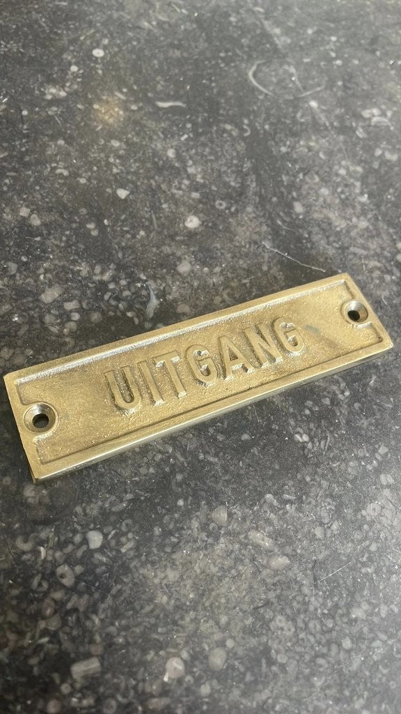 Vintage Bordje ‘ UITGANG ‘ messing uitgangbordje uitgangbord, Antiek en Kunst, Ophalen of Verzenden