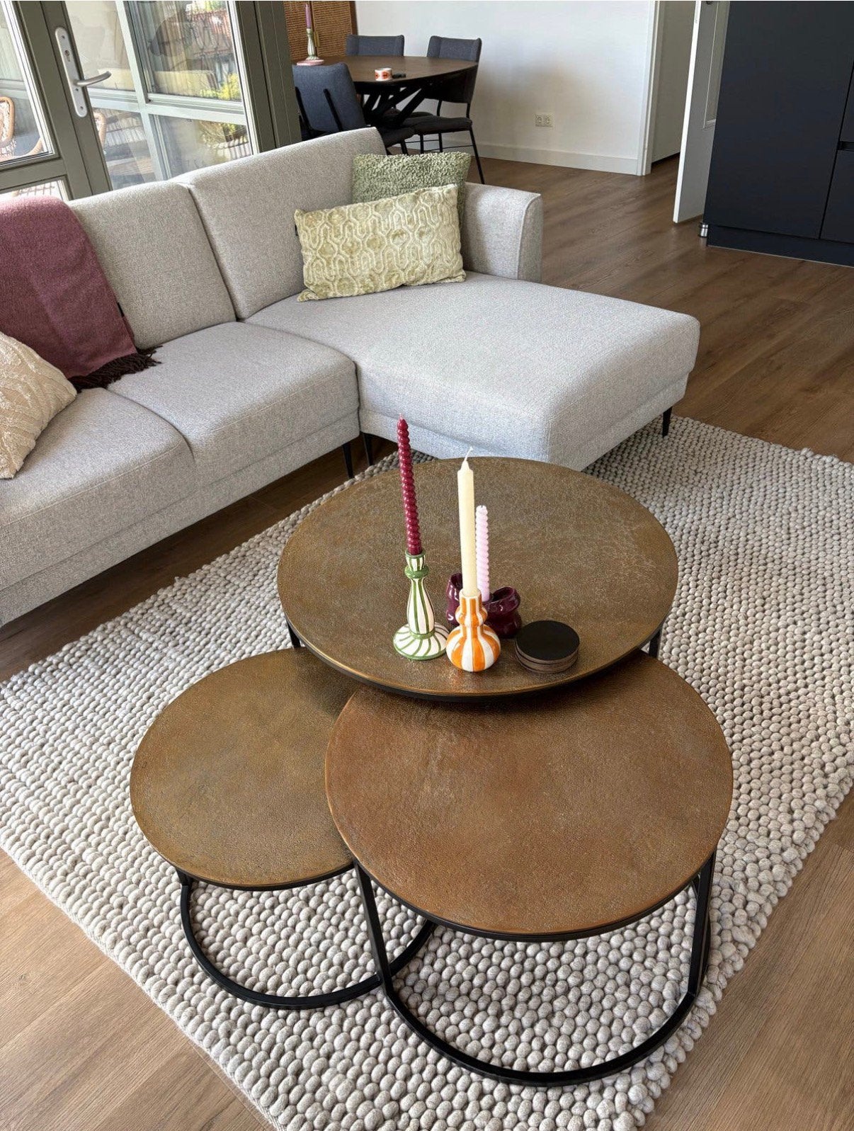 Set van 3 ronde salontafels van De Bommel Meubelen, Huis en Inrichting, Ophalen, Gebruikt, 50 tot 100 cm, Rond