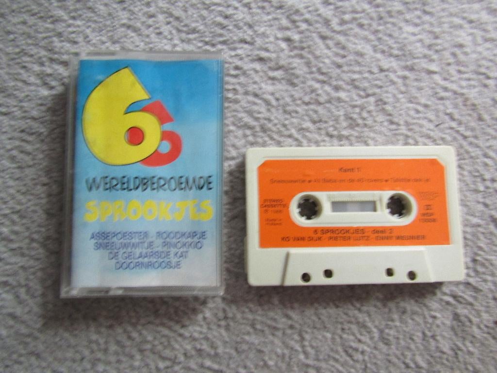 Cassette: 6 beroemde sprookjes met o.a Assepoester,, Gebruikt, Kinderen en Jeugd, 1 bandje, Ophalen of Verzenden
