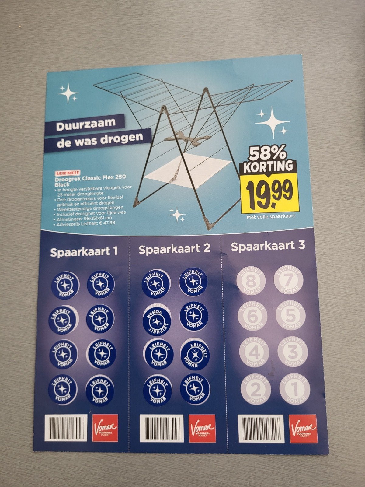 Vomar Leifheit twee spaarkaarten, Ophalen, Winkel, Super of Benzinepomp, Zegels, Bonnen of Punten