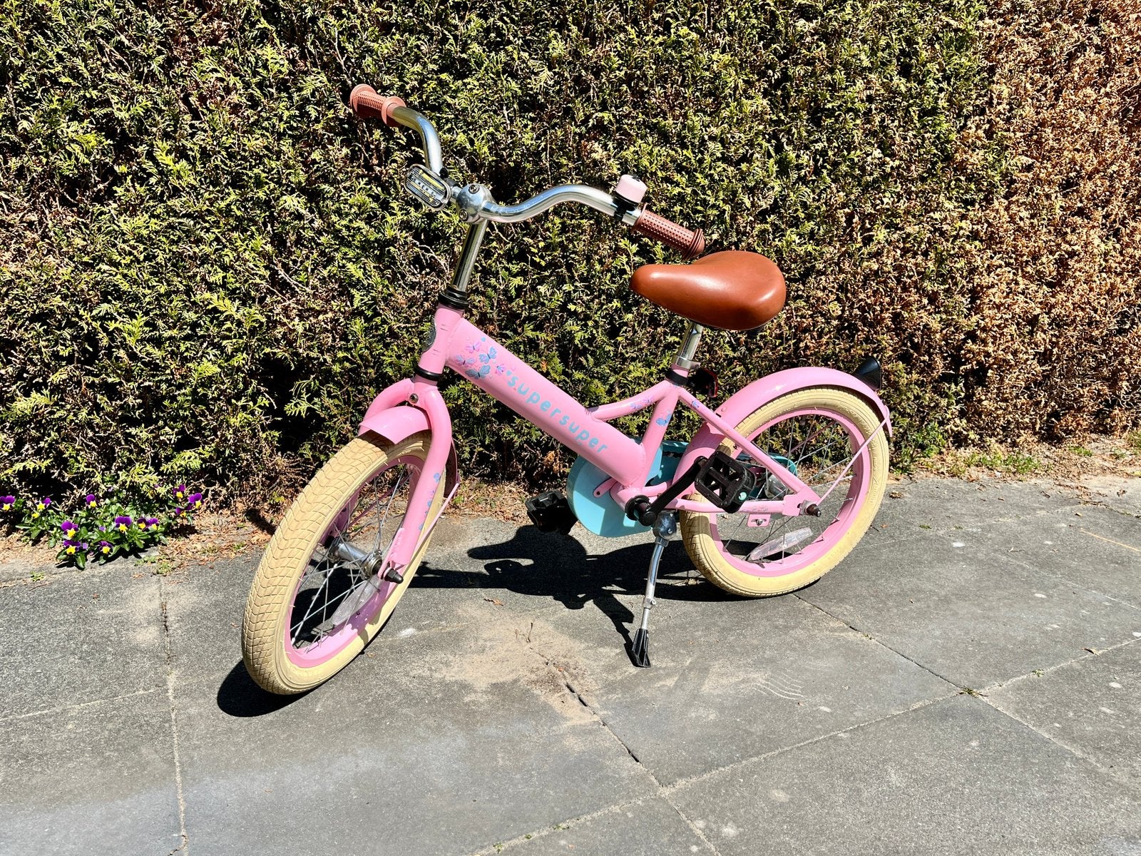 Super super 16 inch roze meisjesfiets, Ophalen, Gebruikt, Terugtraprem, 16 tot 20 inch