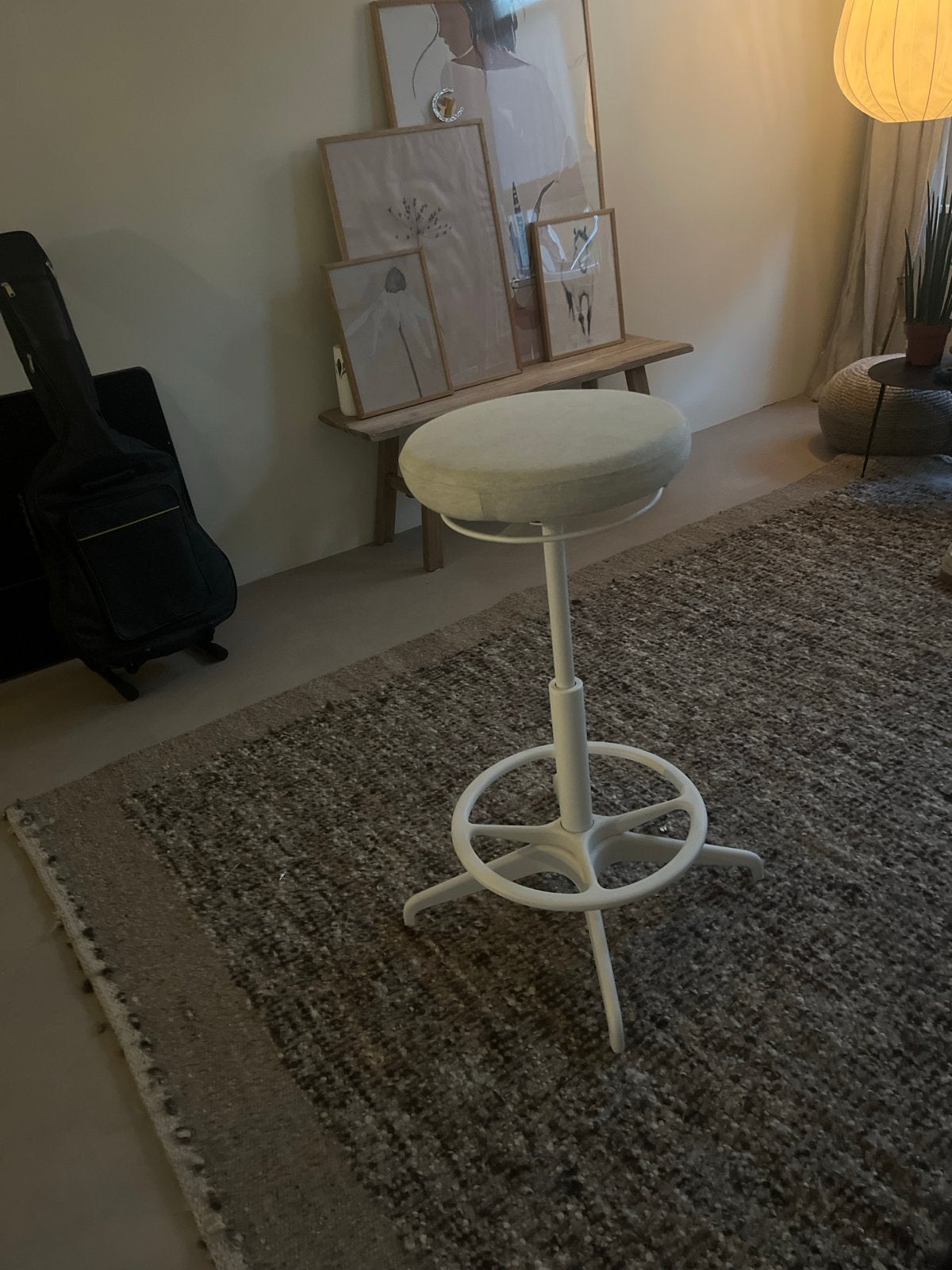 IKEA LIDKULLEN Zit/sta-kruk - Wit/beige, Wit, Ophalen of Verzenden, Zo goed als nieuw, Metaal