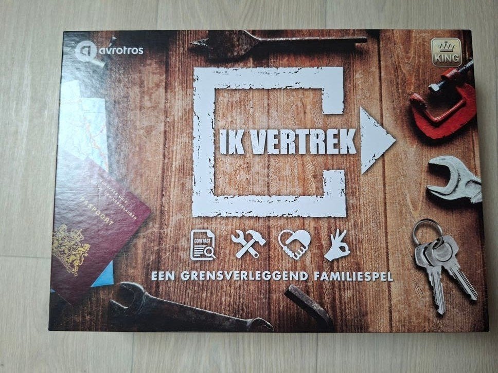 Ik Vertrek Bordspel - Grensverleggend Familiespel, Drie of vier spelers, Ophalen of Verzenden, Zo goed als nieuw, Just Games