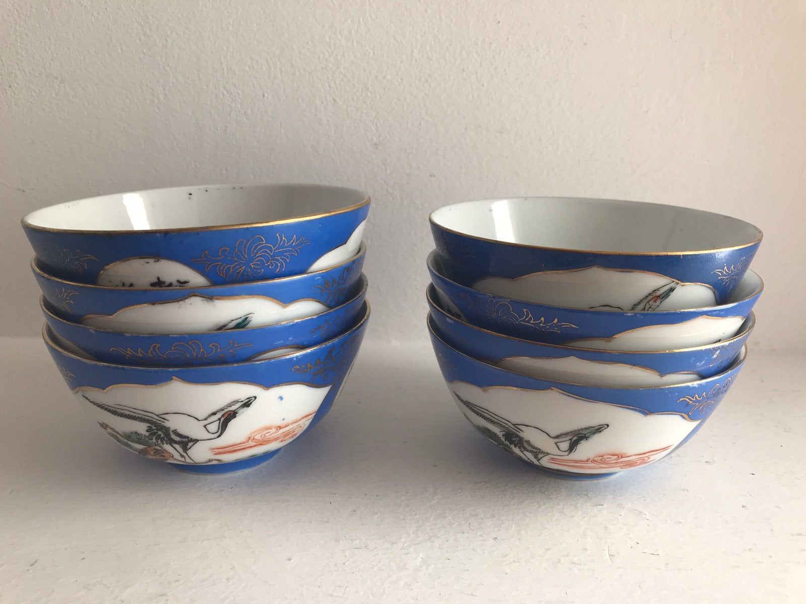 Chinese kommen lavender blue vintage ooievaar, Ophalen of Verzenden
