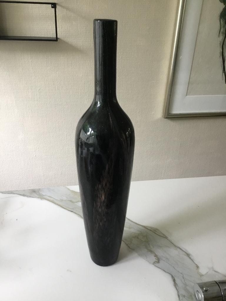 Glazen flesvaas, Huis en Inrichting, Woonaccessoires | Vazen, 50 tot 75 cm, Verzenden, Zwart, Nieuw