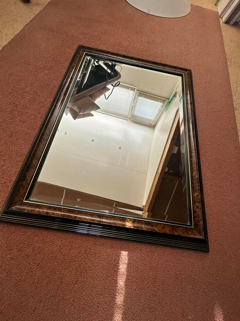 Prachtige spiegel facet geslepen, met lijst, Antiek en Kunst, Ophalen of Verzenden, Rechthoekig, 50 tot 100 cm, Minder dan 100 cm