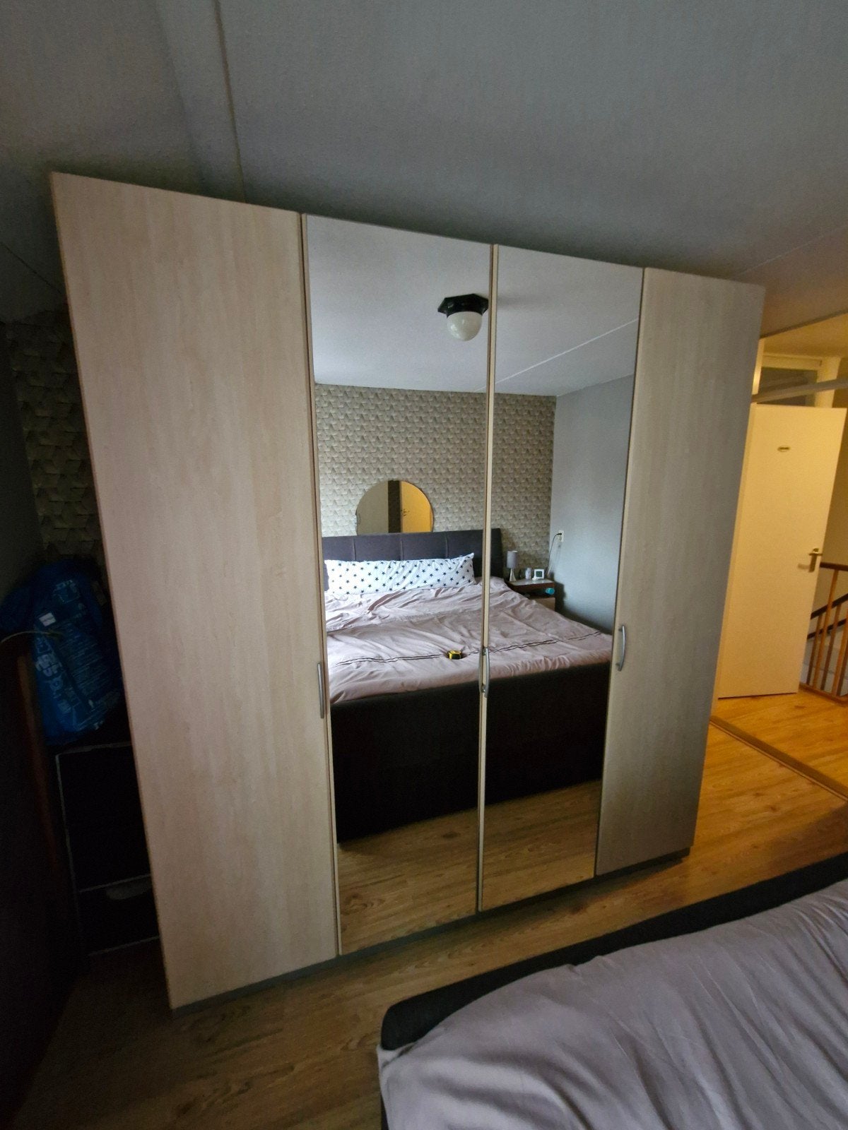 Kast met hanggedeelte, lades en spiegeldeur, Ophalen, Gebruikt, 200 cm of meer, Met lade(s)