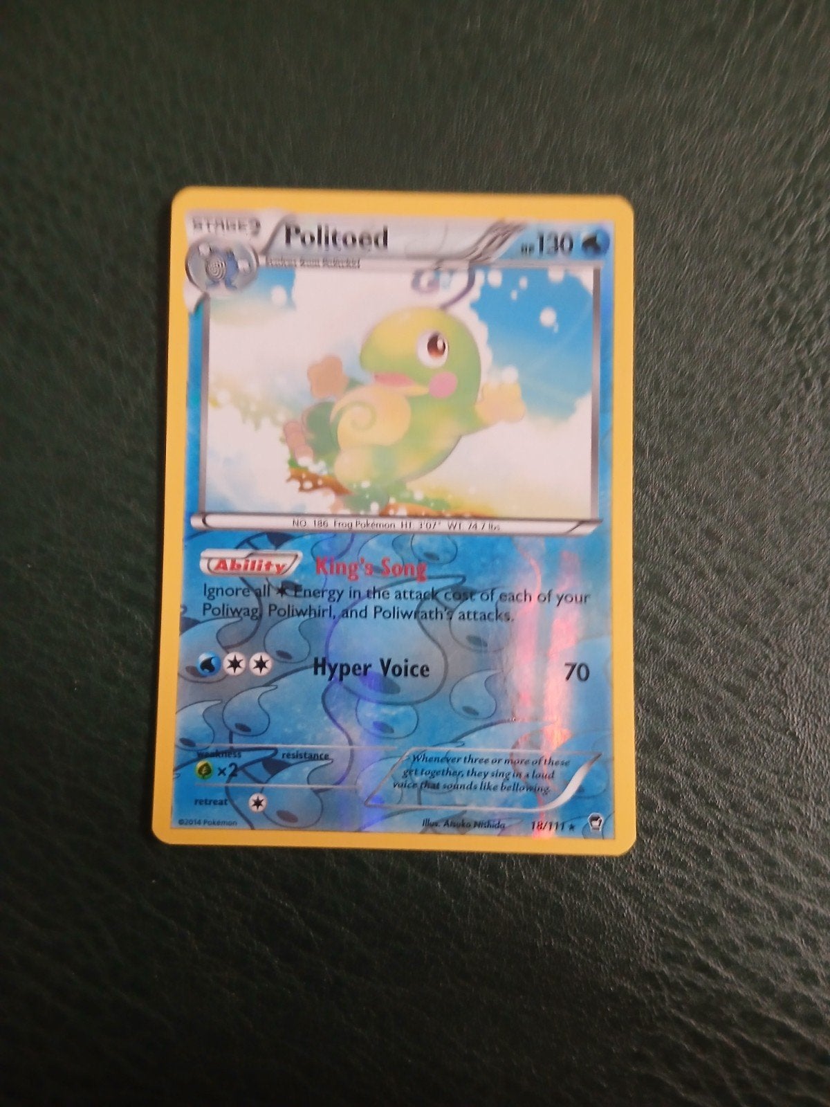 Politoed 18/111 Holo Rare - XY Furious Fists Pokémon Kaart, Ophalen of Verzenden, Zo goed als nieuw, Losse kaart