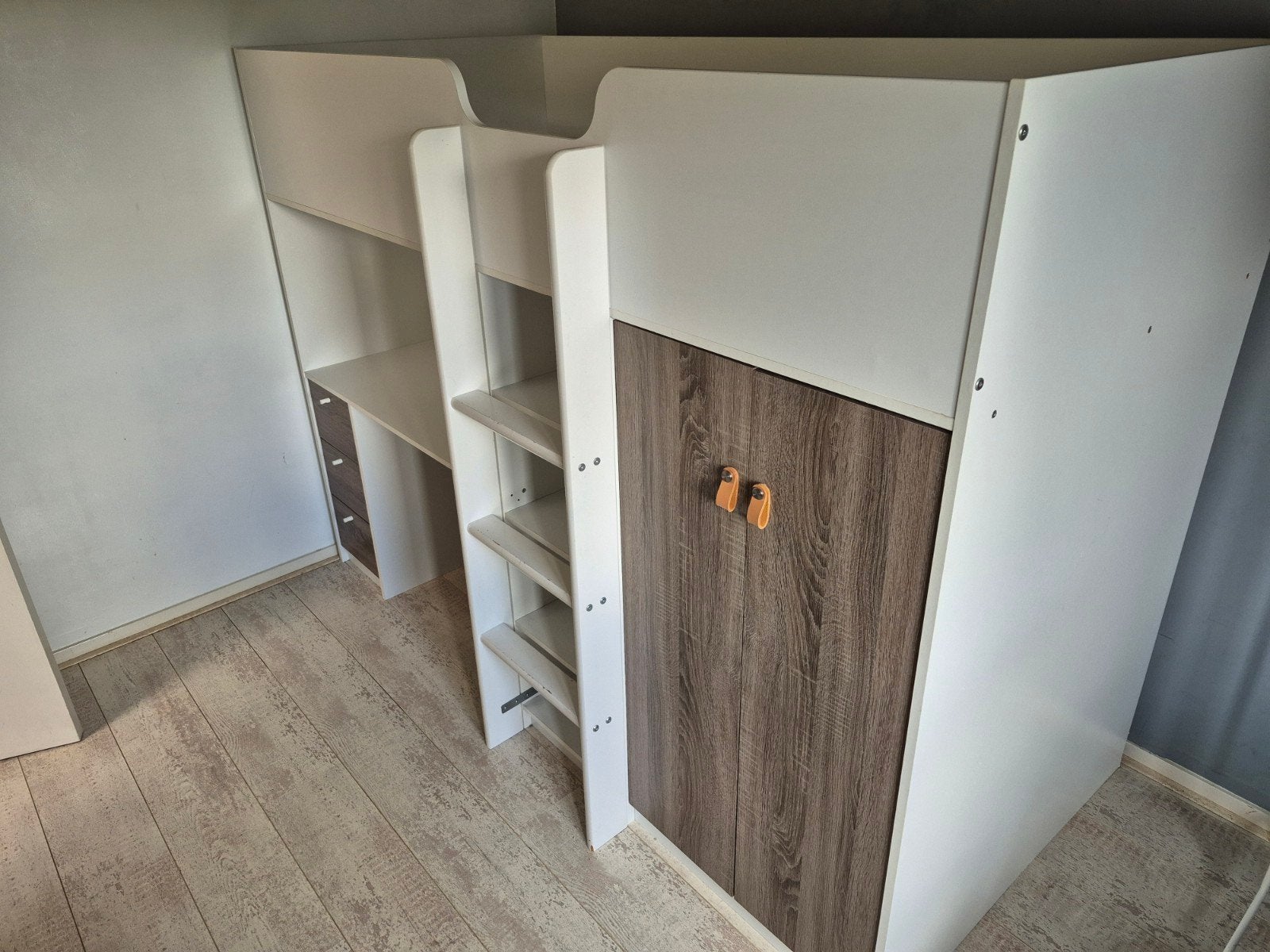 Halfhoogslaper met bureau, kast en lades - Tvlium, 100 cm, Eenpersoons, Minder dan 160 cm, Ophalen of Verzenden