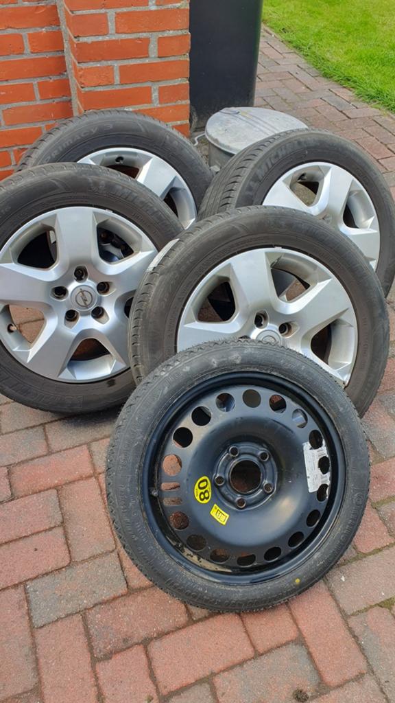 Set van 4 Michelin zomerbanden met velgen + reservewiel, Auto-onderdelen, Ophalen, 16 inch, Banden en Velgen, Personenwagen