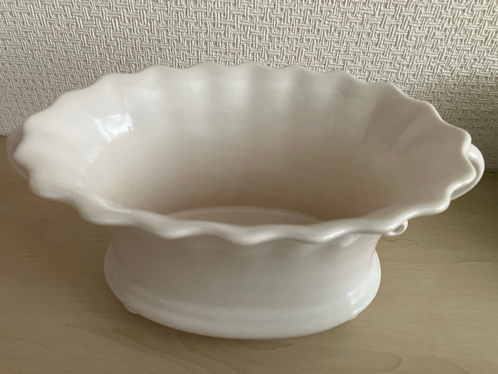Antieke Zenith bloempot met binnenpot, wit keramiek, Ophalen of Verzenden