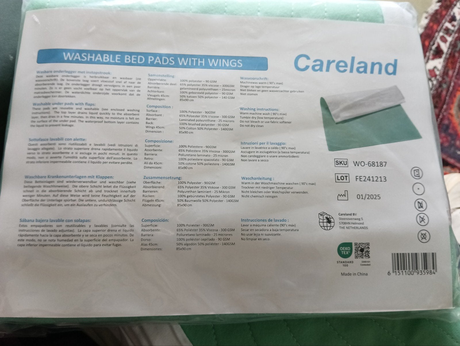 Onderleggers  voor 90 cm br.  bed waterdicht, Ophalen of Verzenden, Nieuw