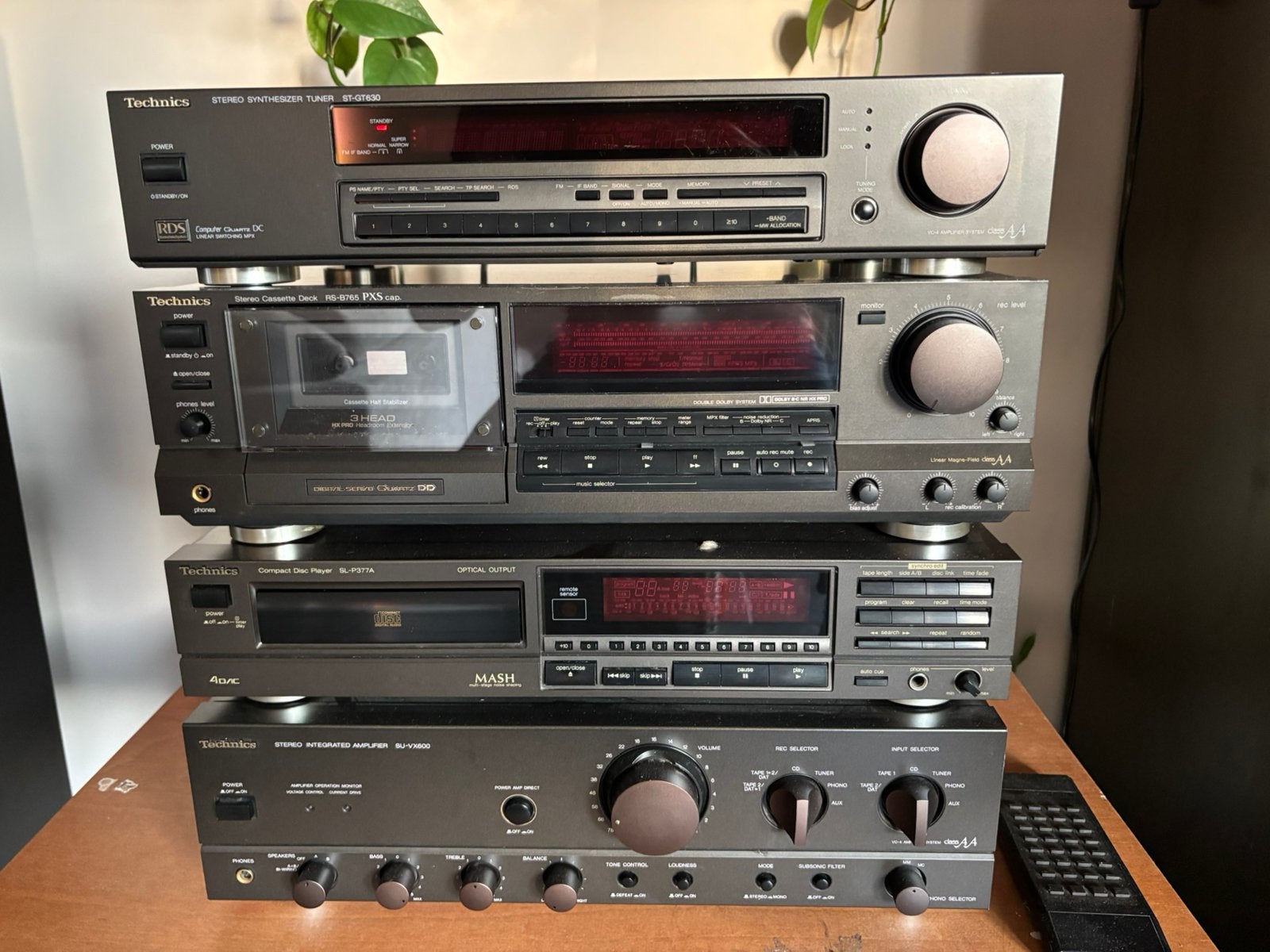 Technics stereo-set SU-VX600 / RS-B765 / SL-P377A / ST-GT630, Losse componenten, Zo goed als nieuw, Cassettedeck, Ophalen