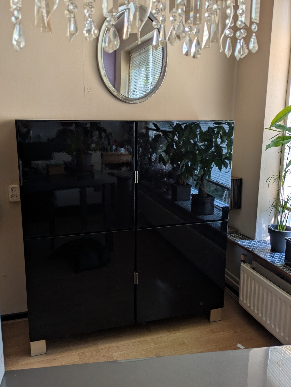 Glanzend zwart dressoir van IJtsma Wonen met 4 deuren, Ophalen, 25 tot 50 cm, 100 tot 150 cm