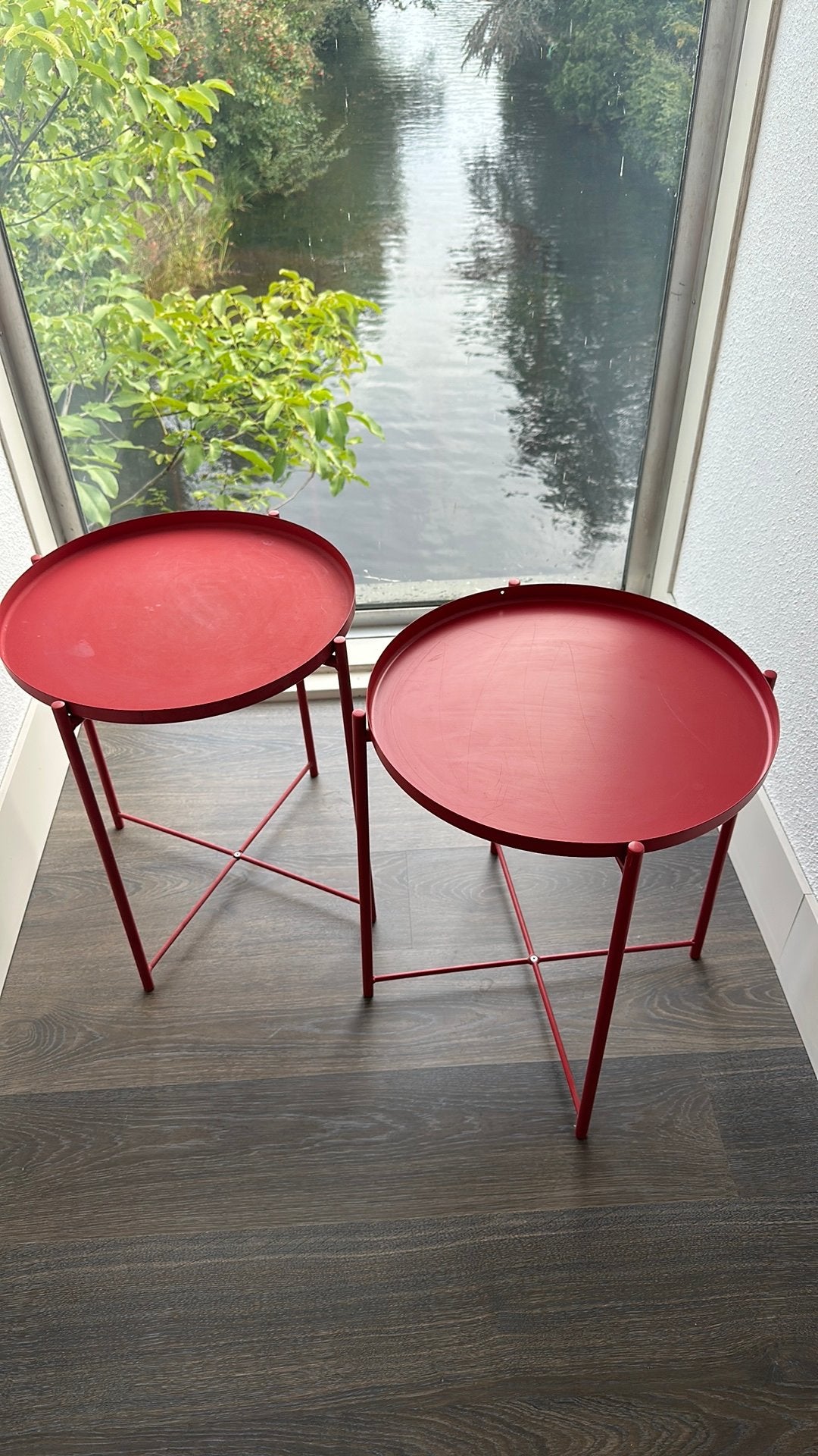Ikea Gladom twee bijzettafels, Ophalen, Gebruikt, Rond, Metaal of Aluminium