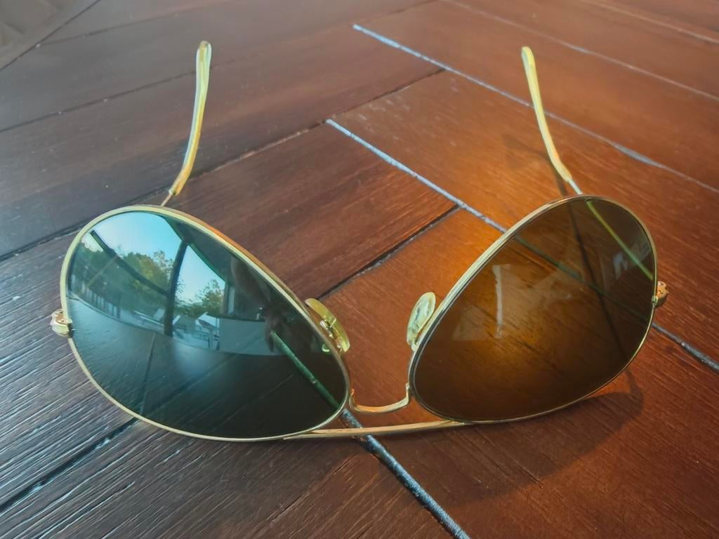 Vintage Ray-Ban Aviator Zonnebril G15 Glazen Maat 58, Ophalen of Verzenden, Gebruikt, Groen, Ray-Ban