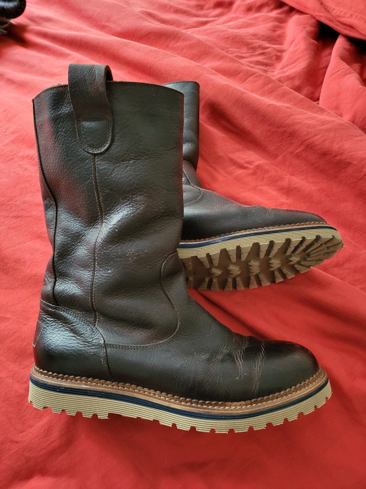 Giorgio gevoerde leren herenlaarzen - donkerbruin, maat 42, Bruin, Ophalen of Verzenden, Zo goed als nieuw, Boots