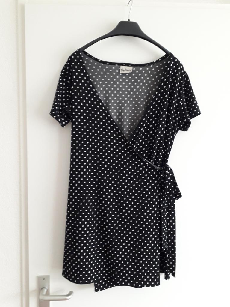 Zwart wit tuniek polkadot, Ophalen of Verzenden, Zo goed als nieuw, Maat 42/44 (L), Zwart