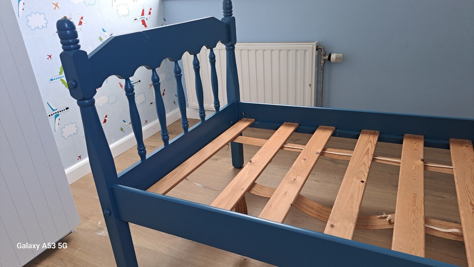 Midden blauw (stapel)bed 191x87 cm met trapje., Ophalen of Verzenden, Tweepersoons, 90 cm, Stapelbed
