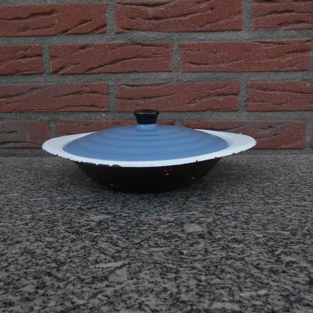 DRU ULFT Confetti serie Wim Gilles pan deksel email blauw, Ophalen of Verzenden