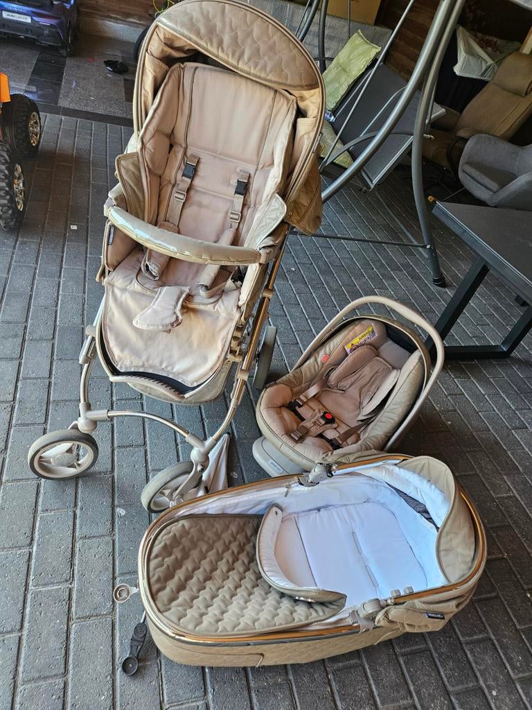 Bébécar Hip Hop 3-in-1 Kinderwagen Complete Set Beige, Kinderen en Baby's, Kinderwagens en Combinaties, Gebruikt, Combiwagen, Overige merken