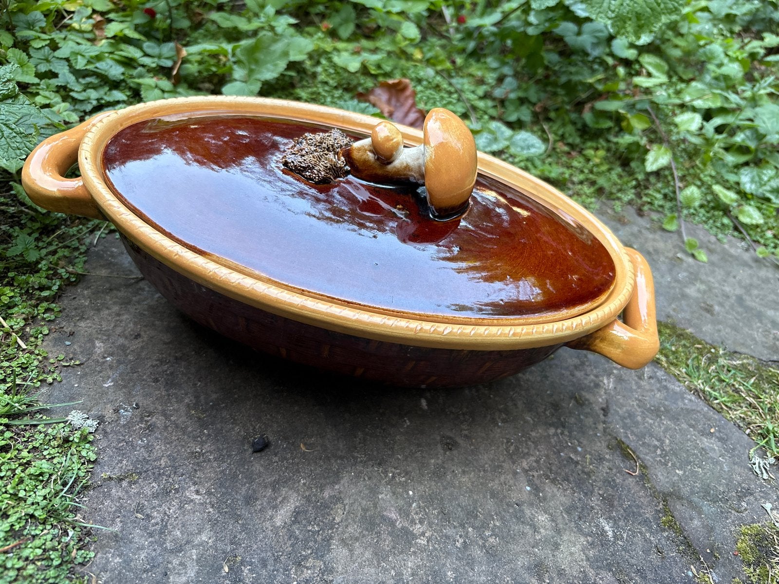 Vintage Terrine met Paddenstoel Deksel - Tellurite Belgium, Antiek en Kunst, Ophalen of Verzenden
