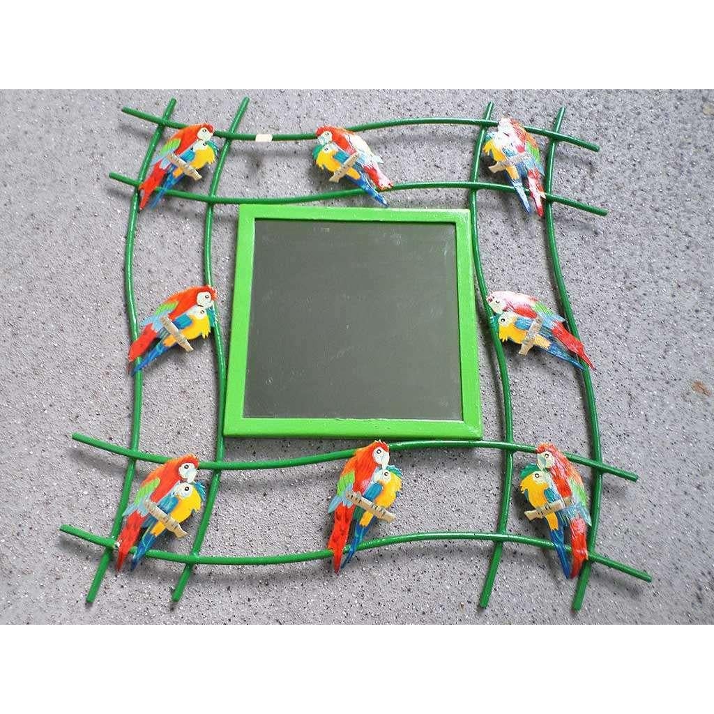 Spiegel met papegaaien (gekocht Aruba) metaal frame nieuw y6, Huis en Inrichting, Minder dan 50 cm, Vierkant, Nieuw, Ophalen of Verzenden