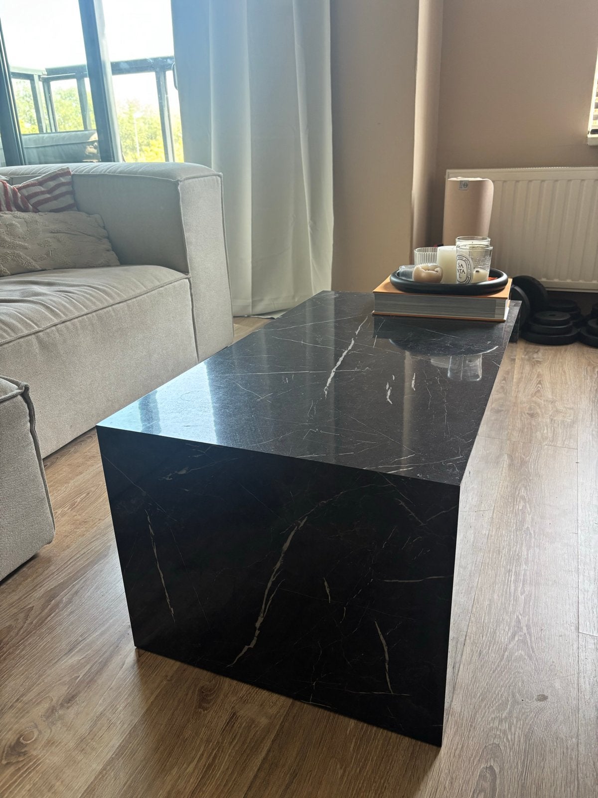 Salontafel zwart marmerlook Westwing, Huis en Inrichting, Ophalen, Overige materialen, 100 tot 150 cm, 50 tot 100 cm